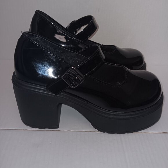 MARY JANE FAUX PATENT LEATHER PLATFORM SHOES - Picture 4 of 11